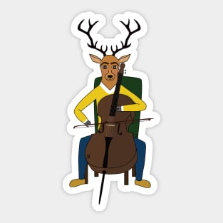 Deer playing cello Sticker